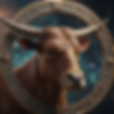 Taurus Zodiac Symbol Taurus zodiac symbol with cosmic background