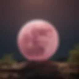 Celestial view of the Pink Moon illuminating the night sky