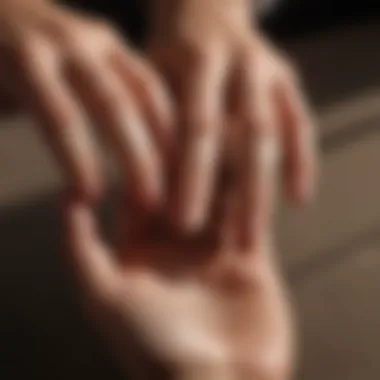 A close-up of a palm reading session in progress