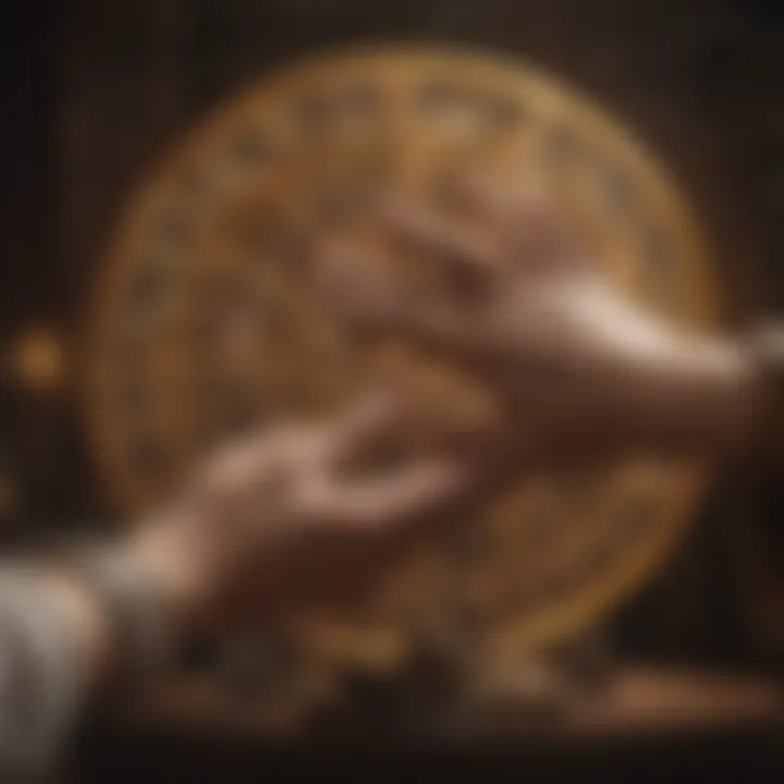 Diverse individuals discussing astrology and palmistry