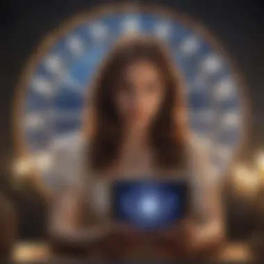 A person reading a horoscope on a digital device