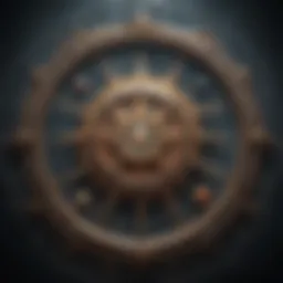A celestial wheel depicting astrological symbols