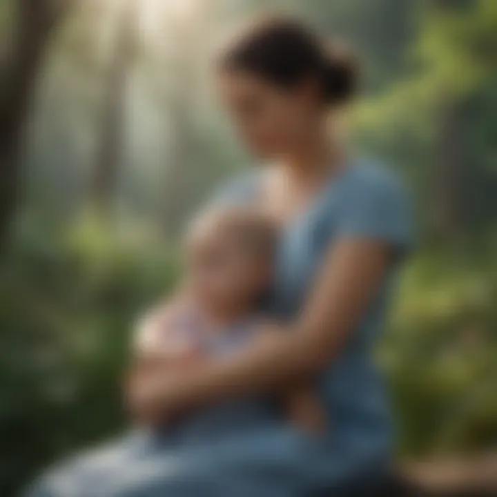 A nurturing scene of a caregiver comforting a child, reflecting the nurturing nature of Cancer.