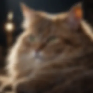 Dreaming Cat Under Moonlight A serene dreamscape featuring a cat sleeping peacefully under a moonlit sky