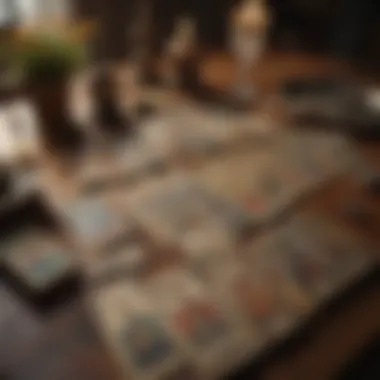 Historical Essence of Tarot Cards A vintage tarot deck laid out on an antique table