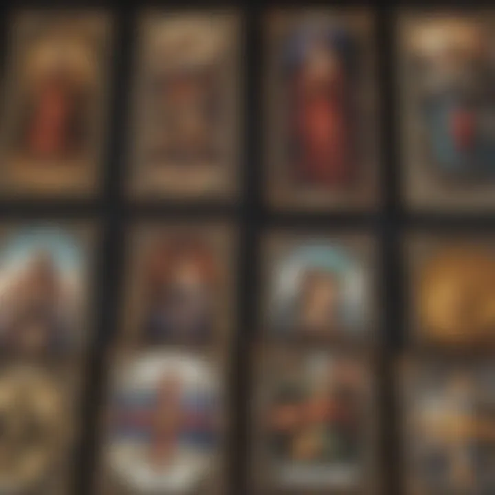 An artistic representation of different tarot card spreads