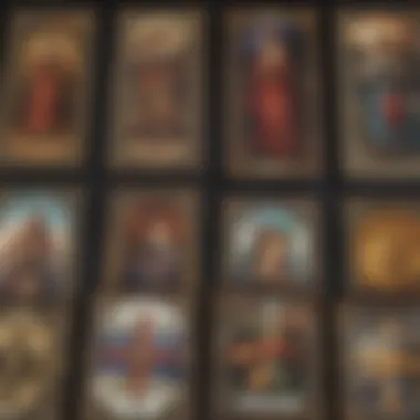 Various Tarot Card Spreads An artistic representation of different tarot card spreads