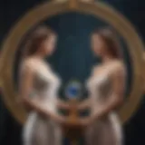 Symbolic representation of Gemini and Libra zodiac signs in harmony