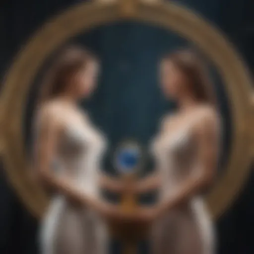 Symbolic representation of Gemini and Libra zodiac signs in harmony
