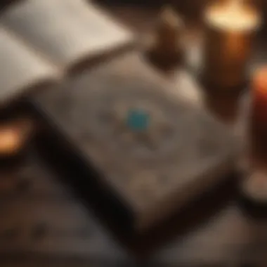 Mystical Symbols and Knowledge in Clairvoyance An open book with mystical symbols and a candle