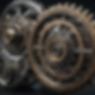 A close-up of intricate gears representing analytical thinking