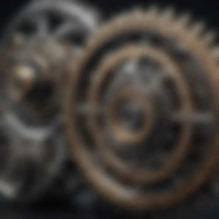 A close-up of intricate gears representing analytical thinking