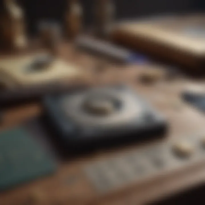 Calculator and astrological symbols on a table