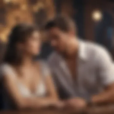 Analyzing Compatibility A couple analyzing their zodiac compatibility with a quiz