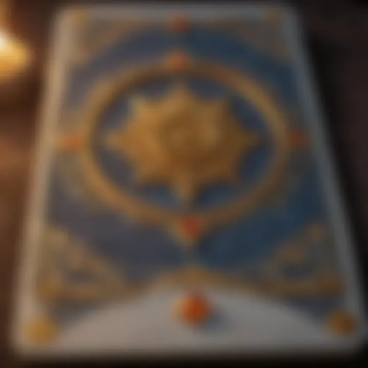 Close-up of a tarot card featuring a symbolic imagery that represents clarity and insight, with soft lighting enhancing its details.