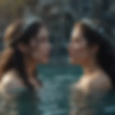Artistic representation of the elemental ties of Aquarius and Pisces