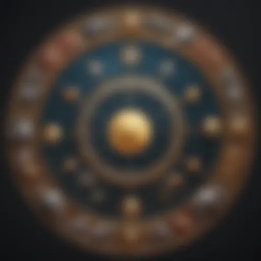 A celestial illustration showcasing the twelve zodiac signs in a circular arrangement.