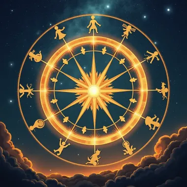 Astrological Birth Chart Overview A detailed view of an astrological birth chart with planetary symbols