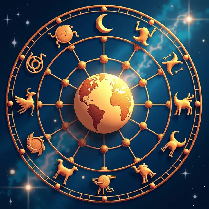 An illustration showing the twelve houses of astrology