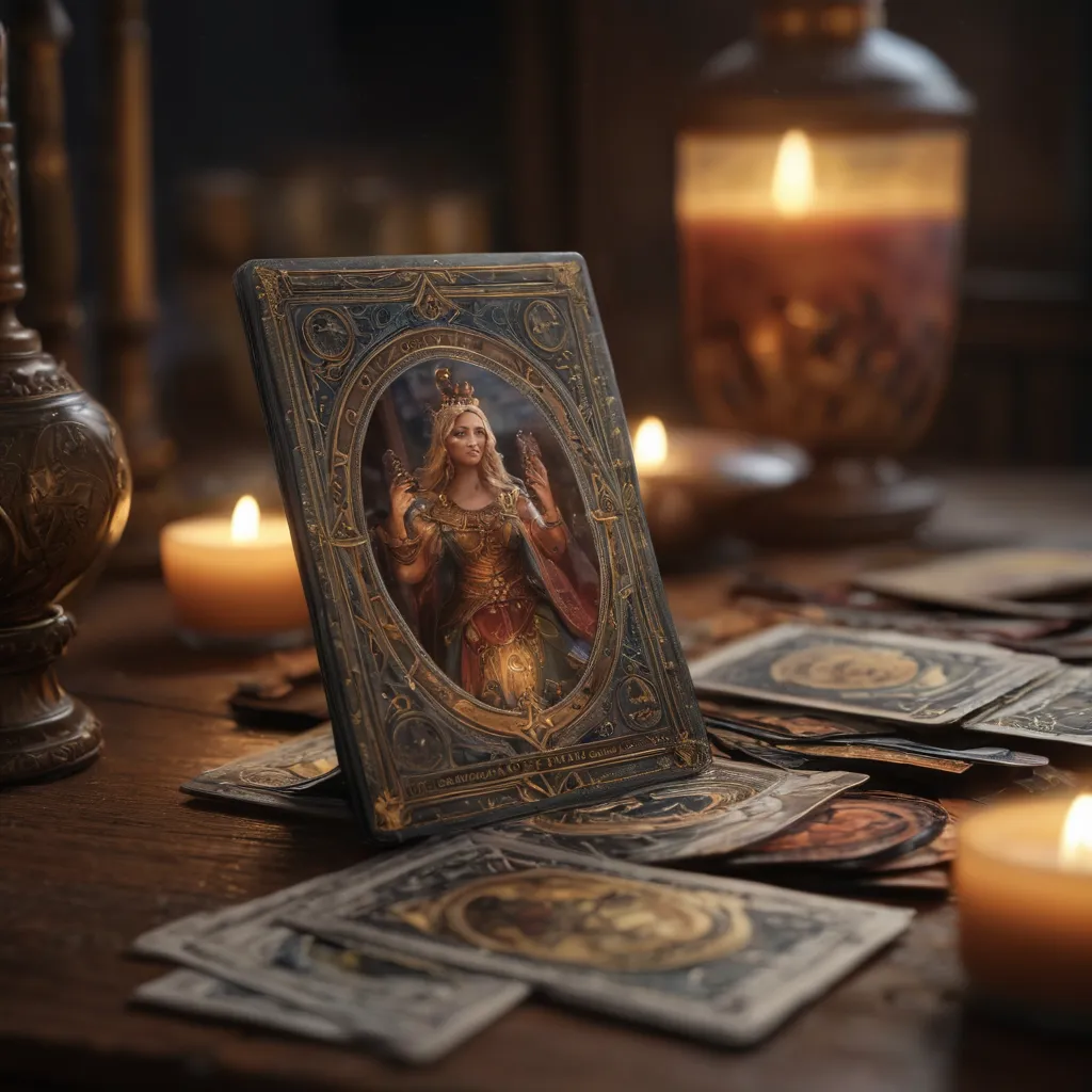 A tarot spread with a central 'No' card surrounded by supportive and challenging cards